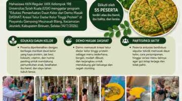 Mahasiswa KKN USK Edukasi Daun Kelor dan Demo Masak DASHAT, Warga Meunasah Blang Antusias Dukung Pencegahan Stunting